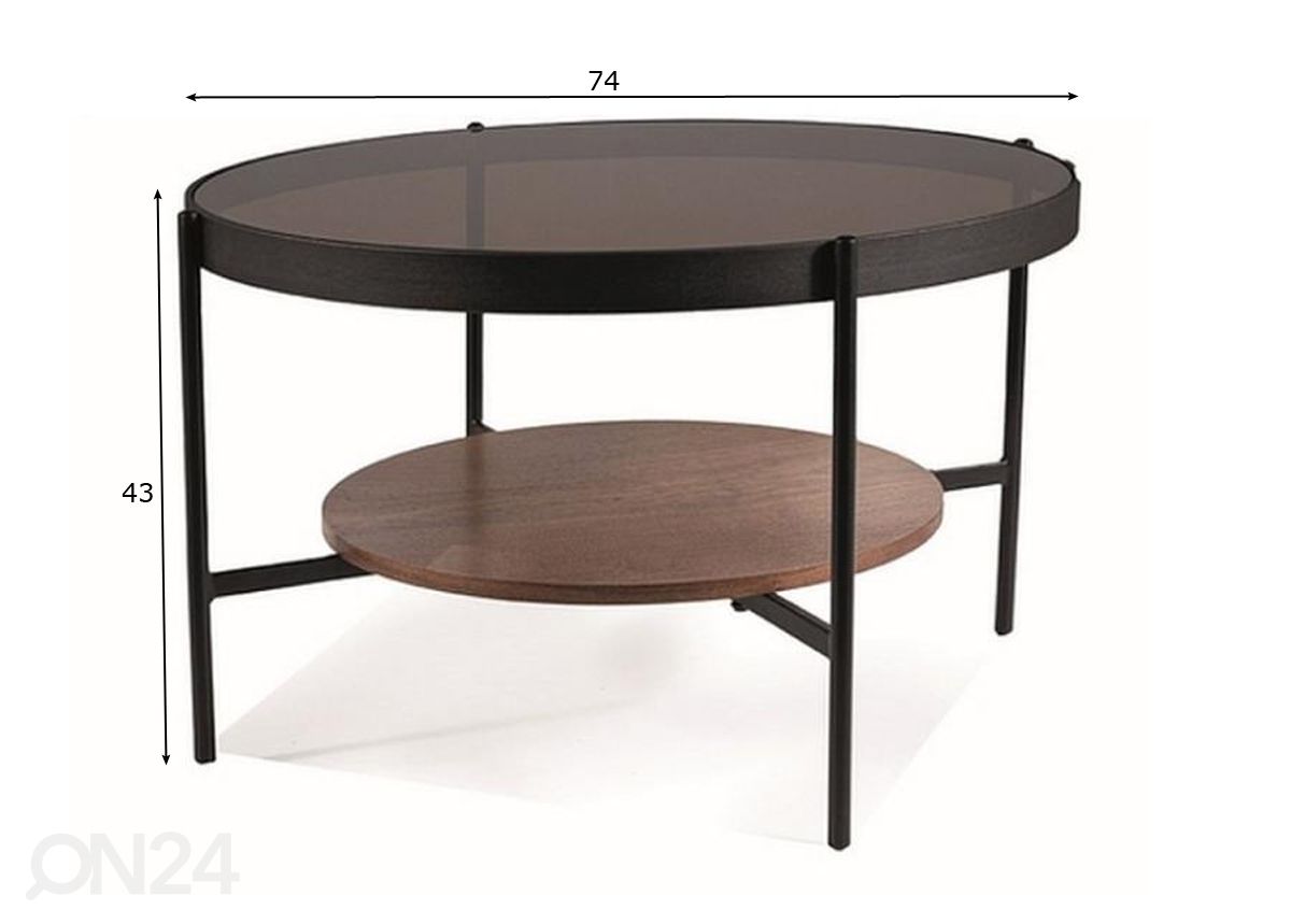 Diivanilaud Ø 74 cm suurendatud mõõdud