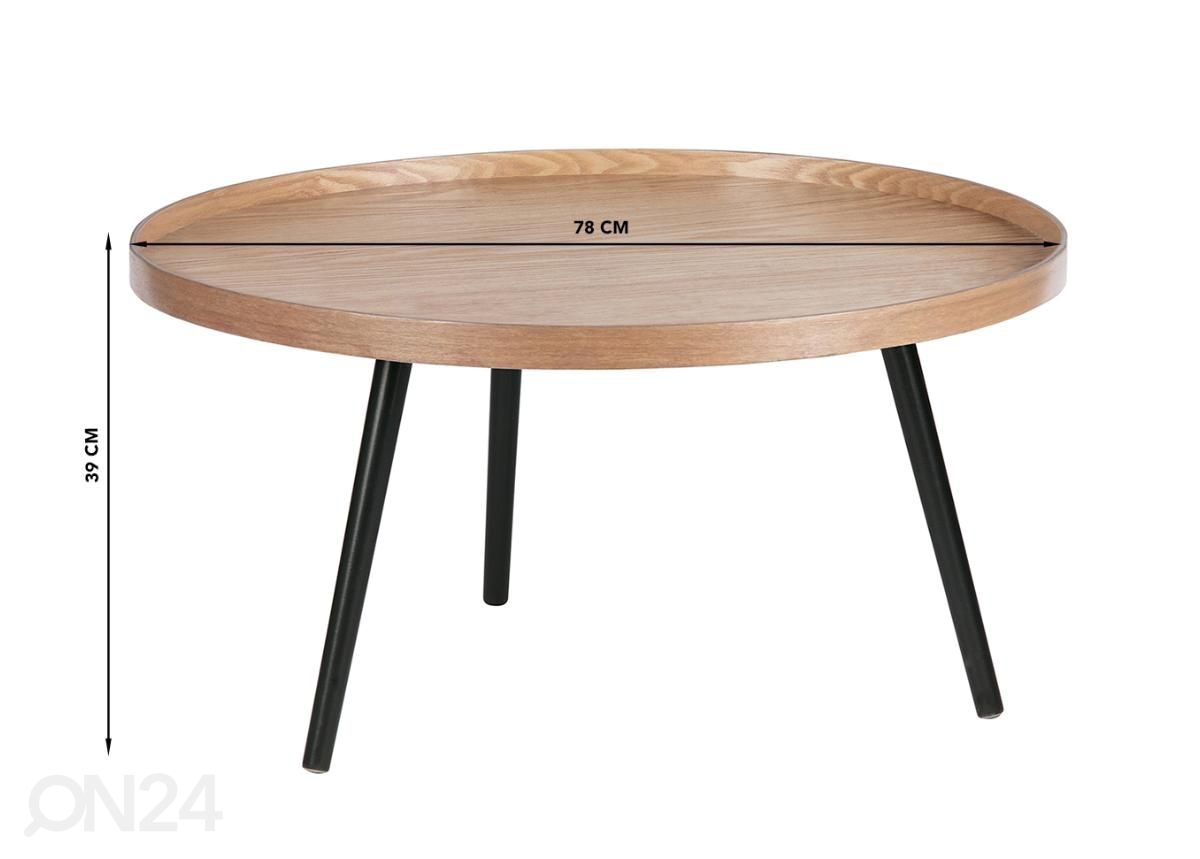 Diivanilaud Ø 78 cm suurendatud mõõdud