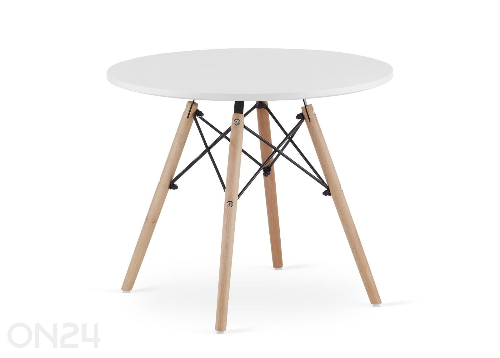 Diivanilaud Ø60 cm, valge/pöök suurendatud