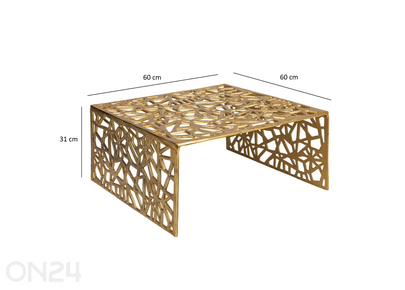 Diivanilaud 60x60 cm, kuldne suurendatud mõõdud