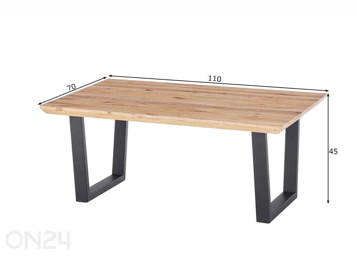 Diivanilaud Asola 110 cm suurendatud mõõdud