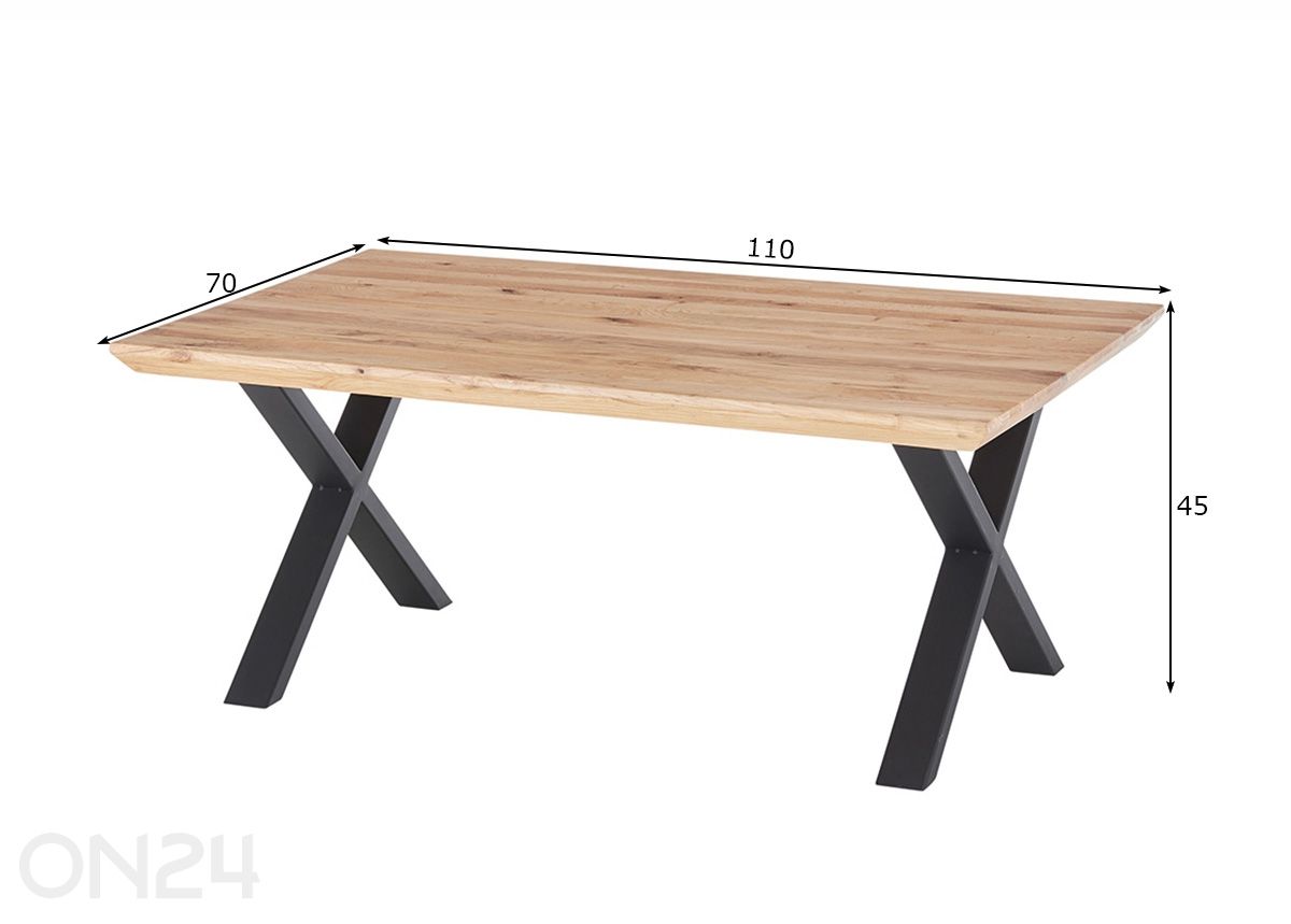 Diivanilaud Asola 110 cm suurendatud mõõdud