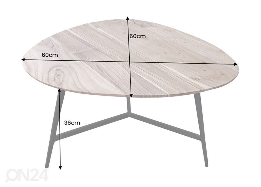 Diivanilaud Beauty Ø 60 cm suurendatud mõõdud