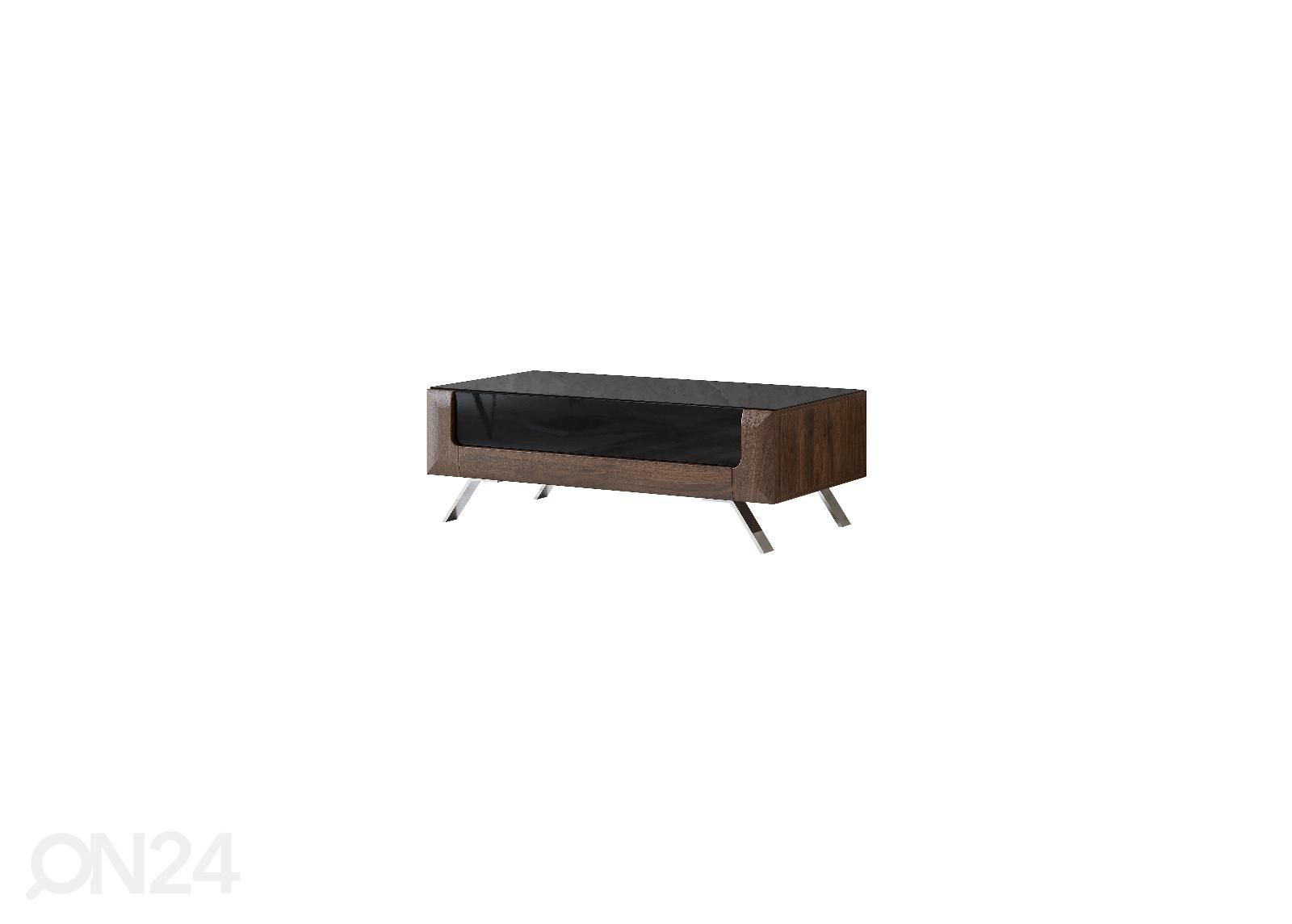 Diivanilaud Cassandra 110x65 cm, pähkel/läikiv must suurendatud