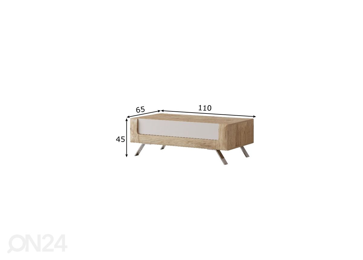 Diivanilaud Cassandra 110x65 cm, tamm/kašmiir suurendatud mõõdud