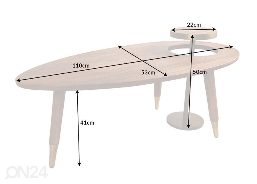 Diivanilaud Gatsby 53x110 cm suurendatud mõõdud