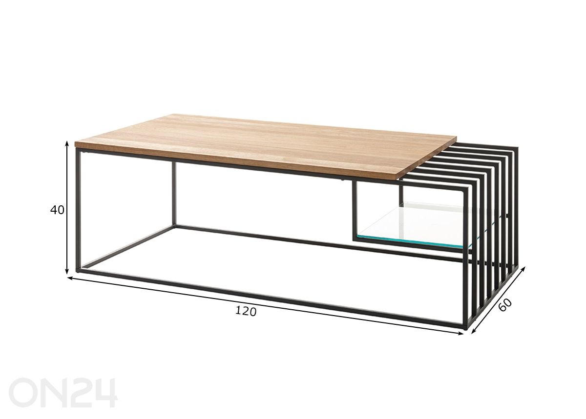 Diivanilaud Juba 120 cm suurendatud mõõdud