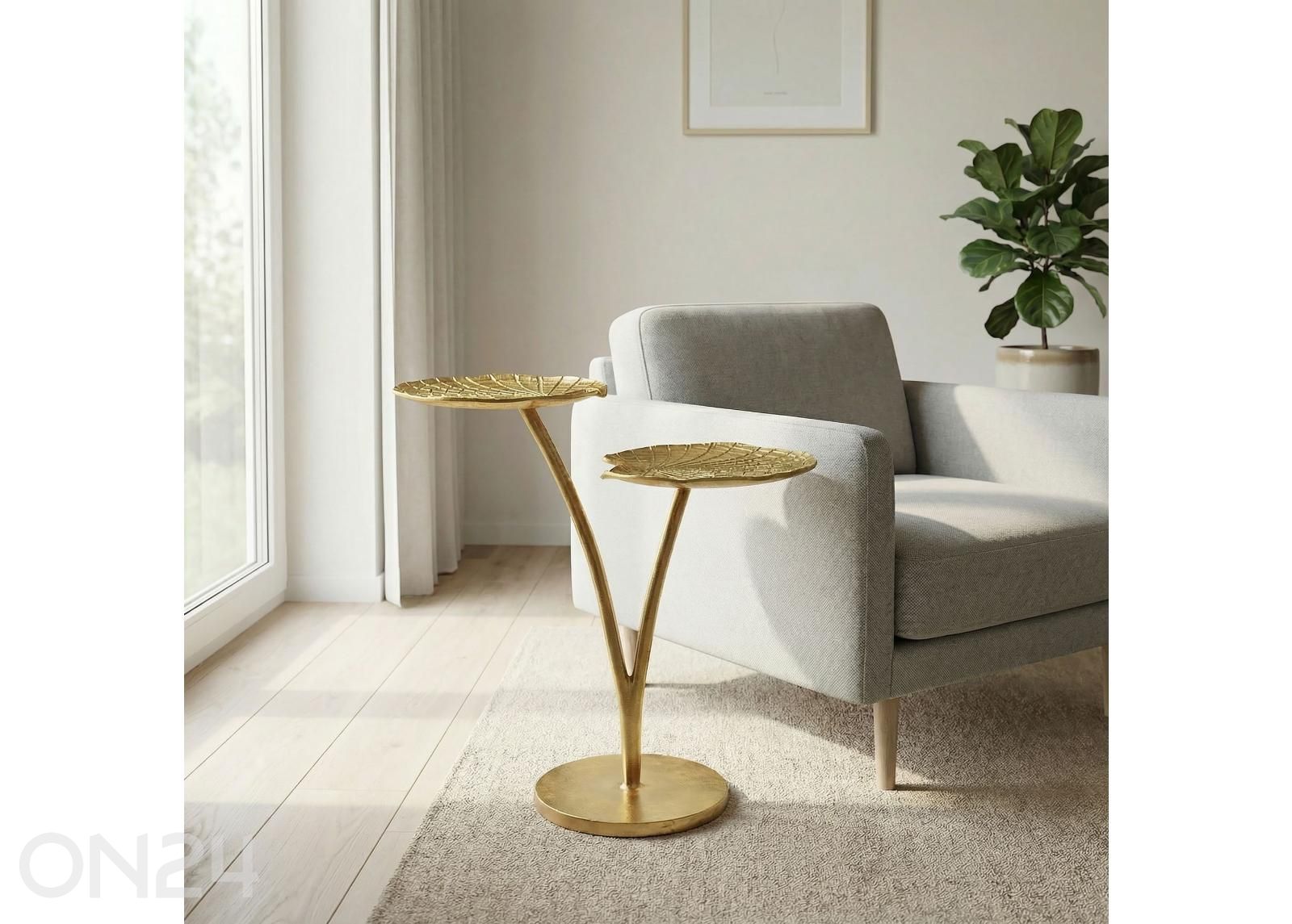 Diivanilaud Leaf 57 cm, kuldne suurendatud