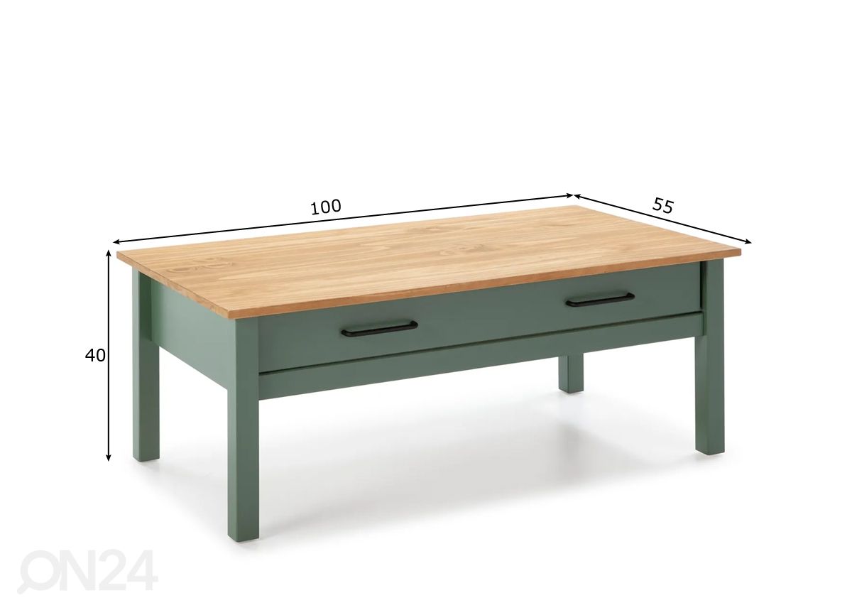 Diivanilaud Miranda Green 100x55 cm suurendatud mõõdud