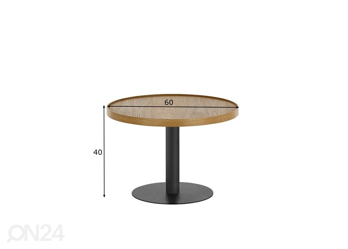 Diivanilaud Monteverde tamm/must Ø60 cm suurendatud mõõdud