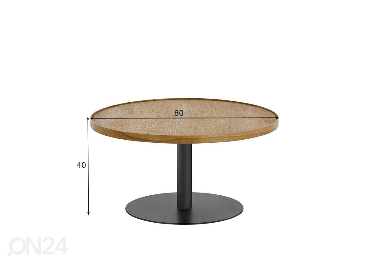 Diivanilaud Monteverde tamm/must Ø80 cm suurendatud mõõdud