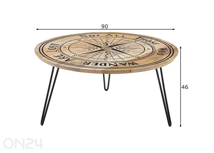 Diivanilaud Nevis Ø 90 cm suurendatud mõõdud