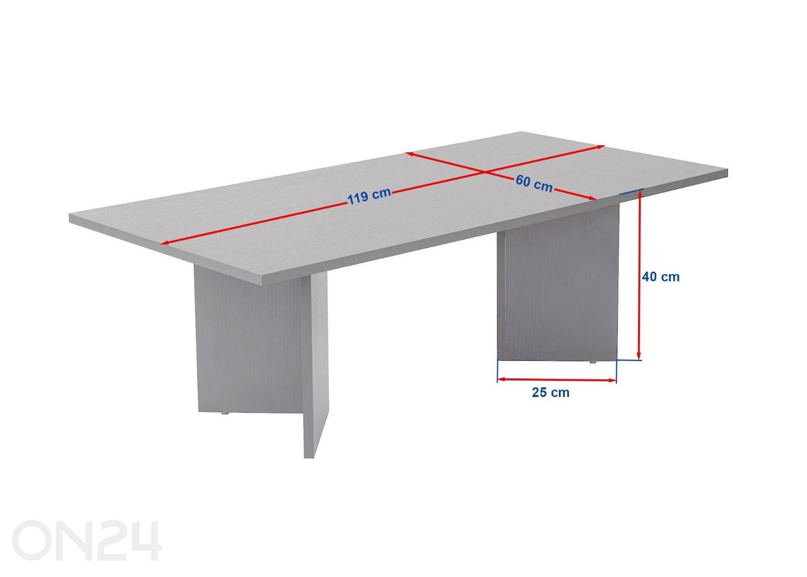 Diivanilaud Sabin 60x119 cm suurendatud mõõdud
