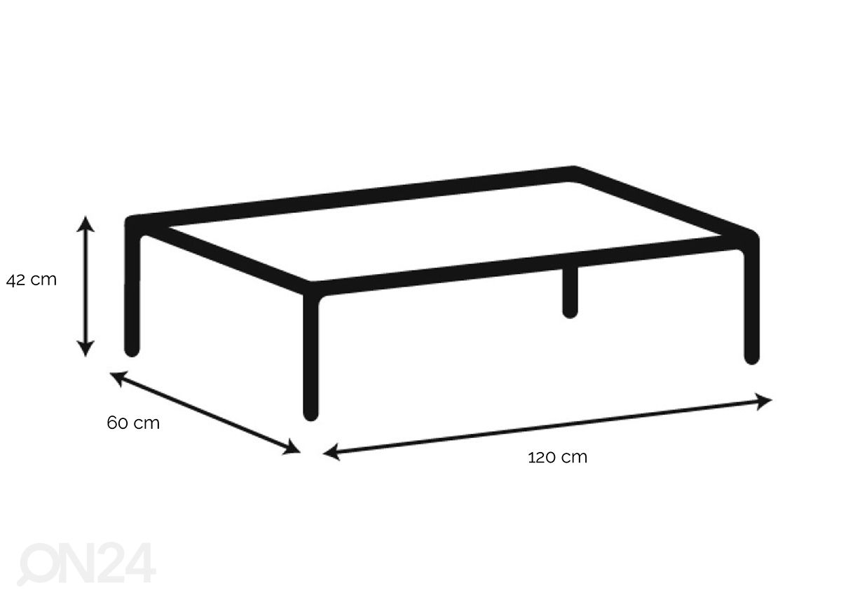Diivanilaud Sherry 120x60 cm suurendatud mõõdud