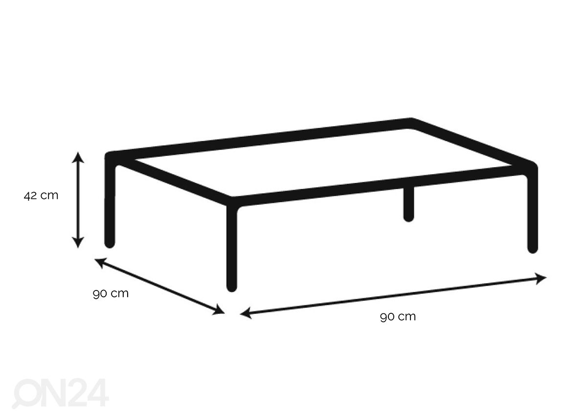 Diivanilaud Skjern 90x90 cm suurendatud mõõdud