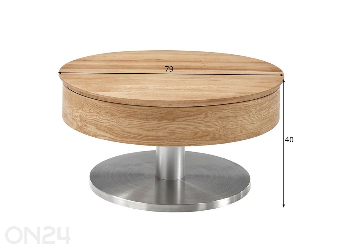 Diivanilaud Suva Ø 79 cm suurendatud mõõdud