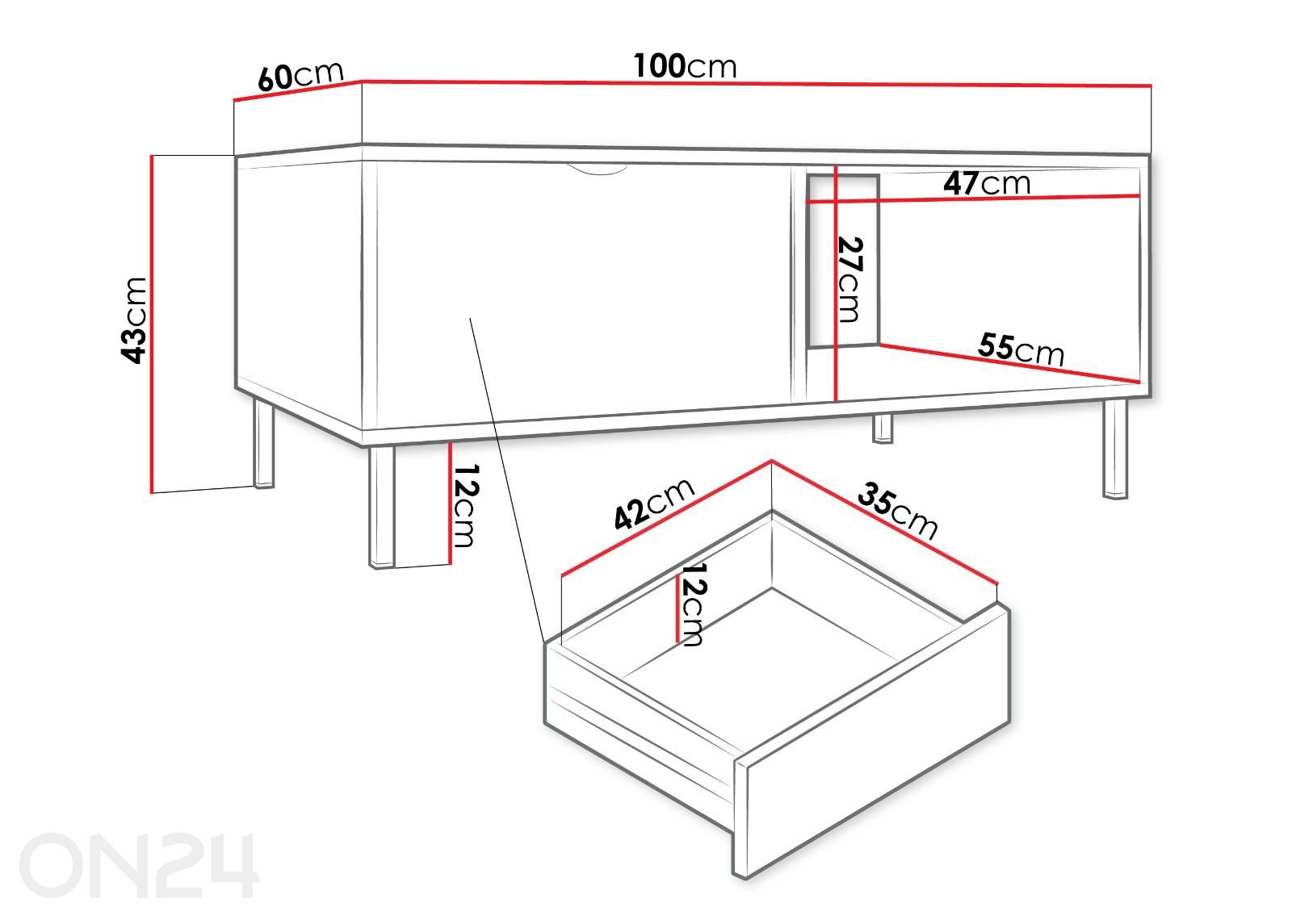 Diivanilaud Wera suurendatud mõõdud