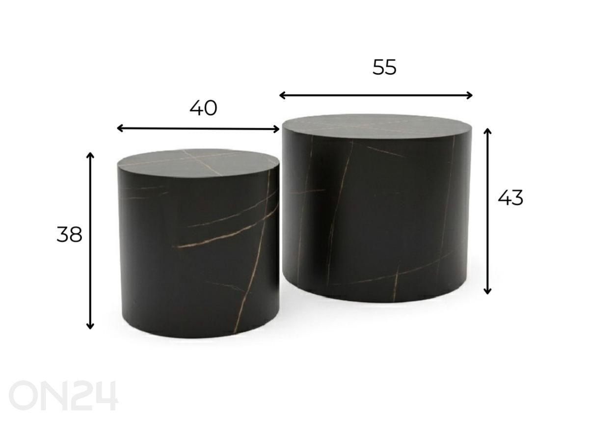 Diivanilaudade komplekt Bud 2tk, must/kuldne suurendatud mõõdud