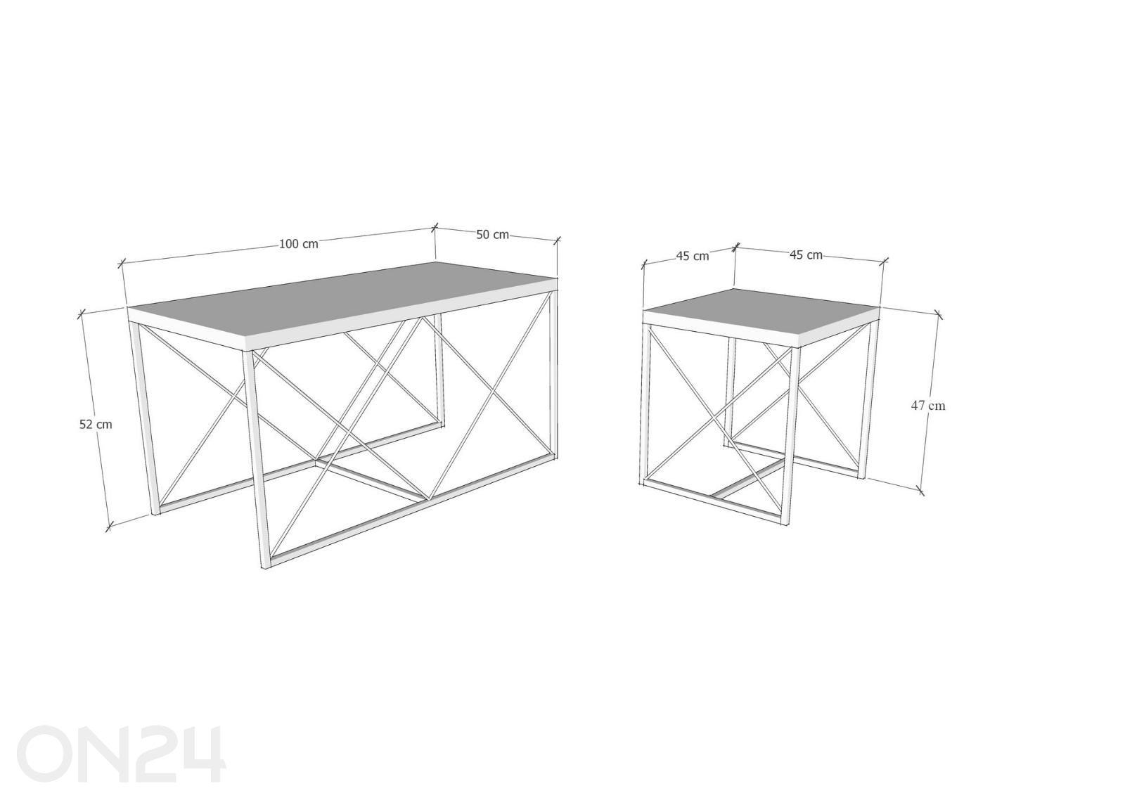 Diivanilaudade komplekt Defne 3 tk suurendatud mõõdud