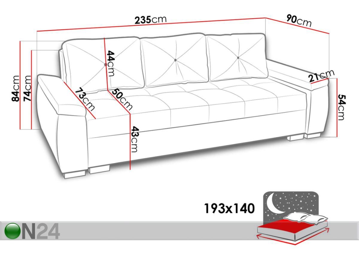 Diivanvoodi suurendatud mõõdud