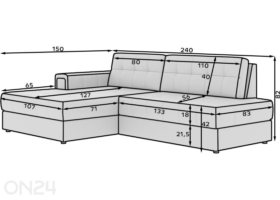 Diivanvoodi suurendatud mõõdud