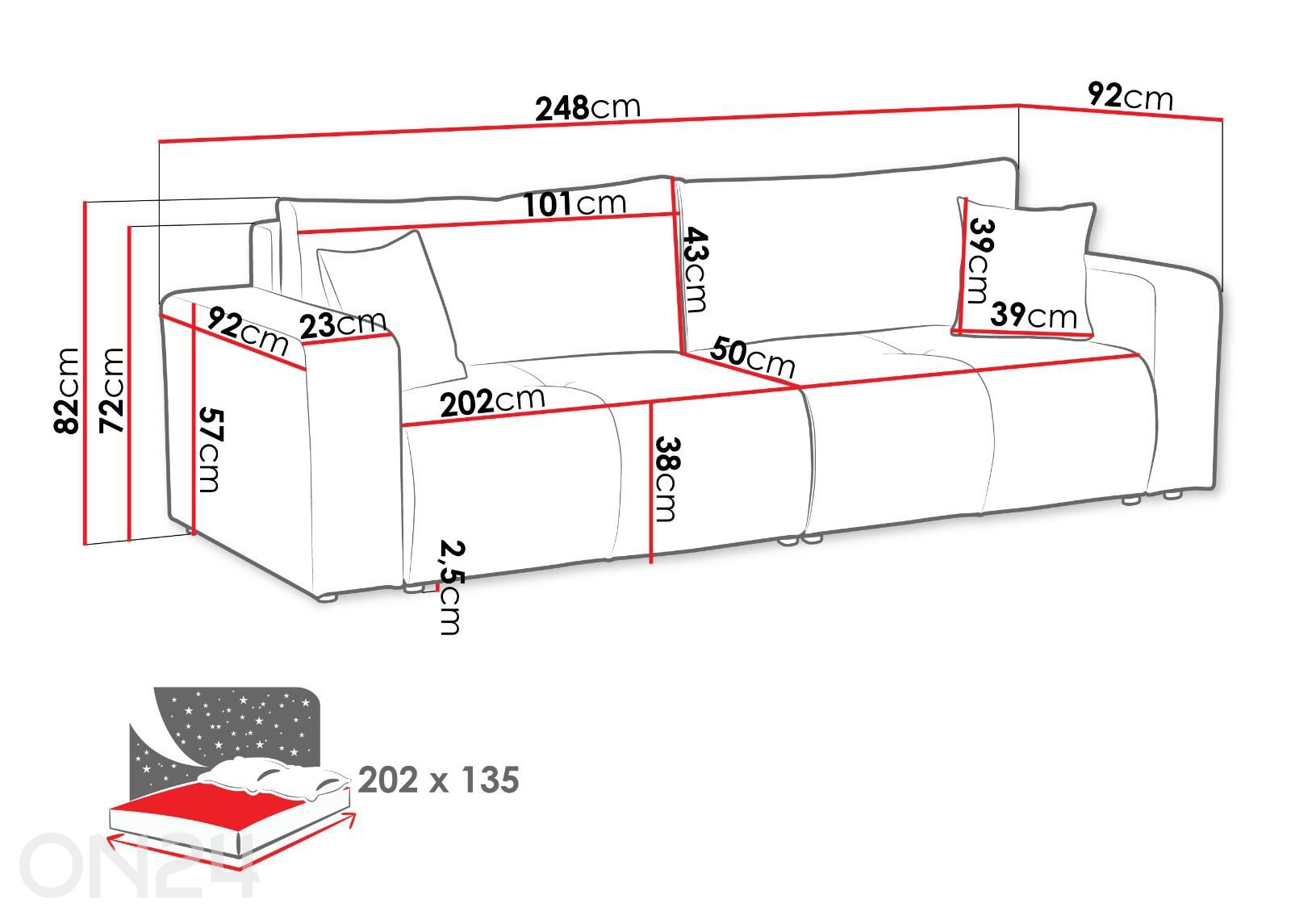Diivanvoodi Furyn suurendatud mõõdud