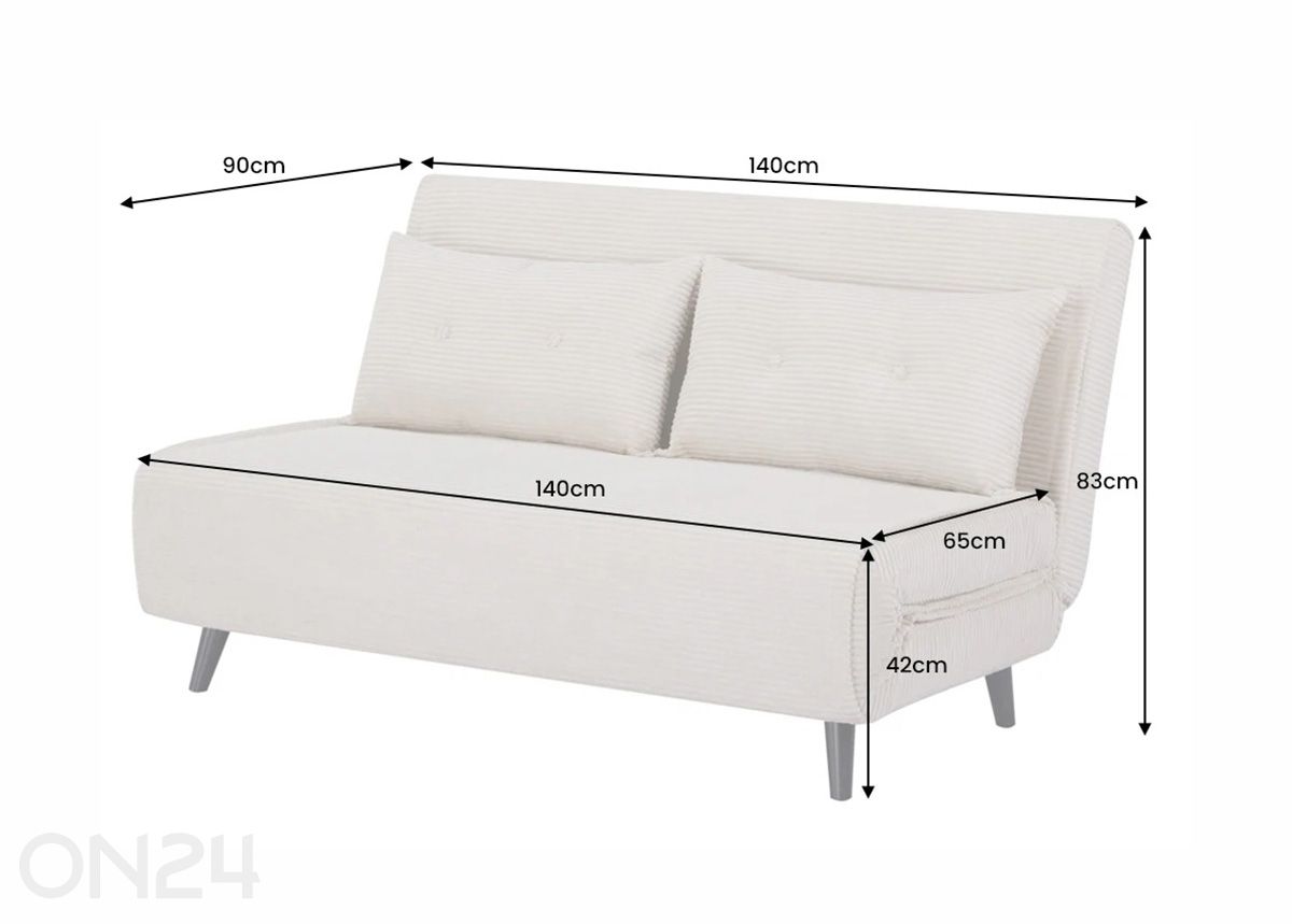 Diivanvoodi Smart 140 cm suurendatud mõõdud