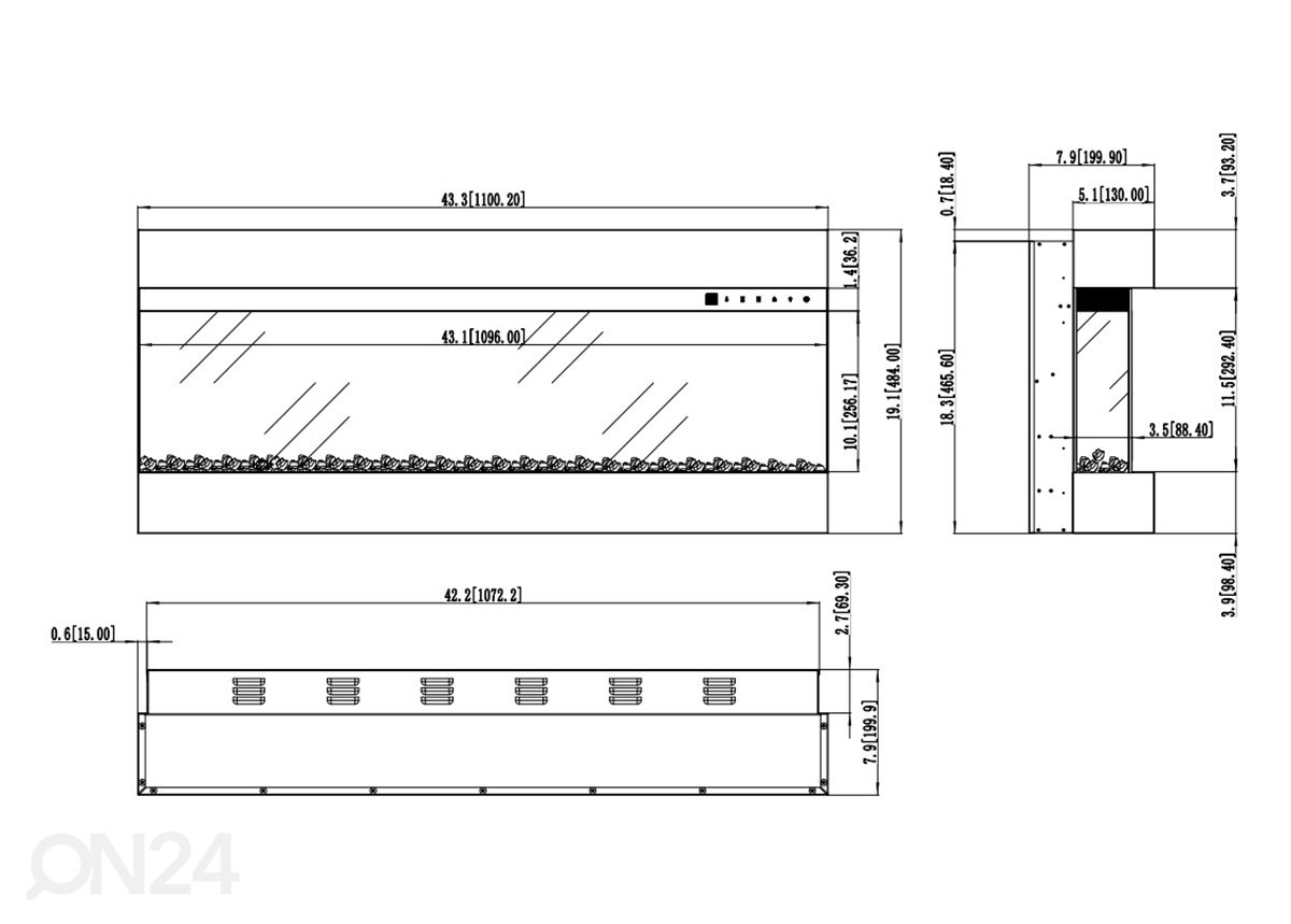 Elektrikamin Aflamo Imperial 43 suurendatud mõõdud