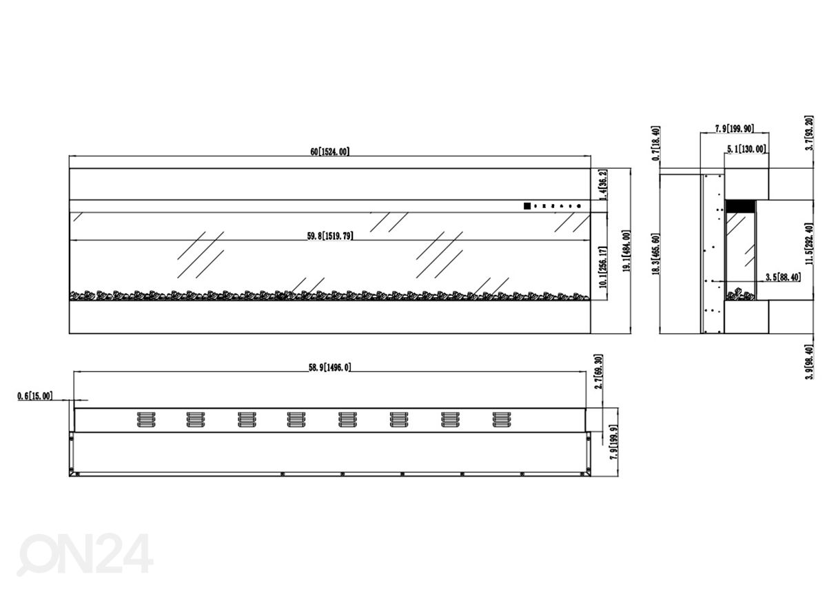 Elektrikamin Aflamo Imperial 60 suurendatud mõõdud