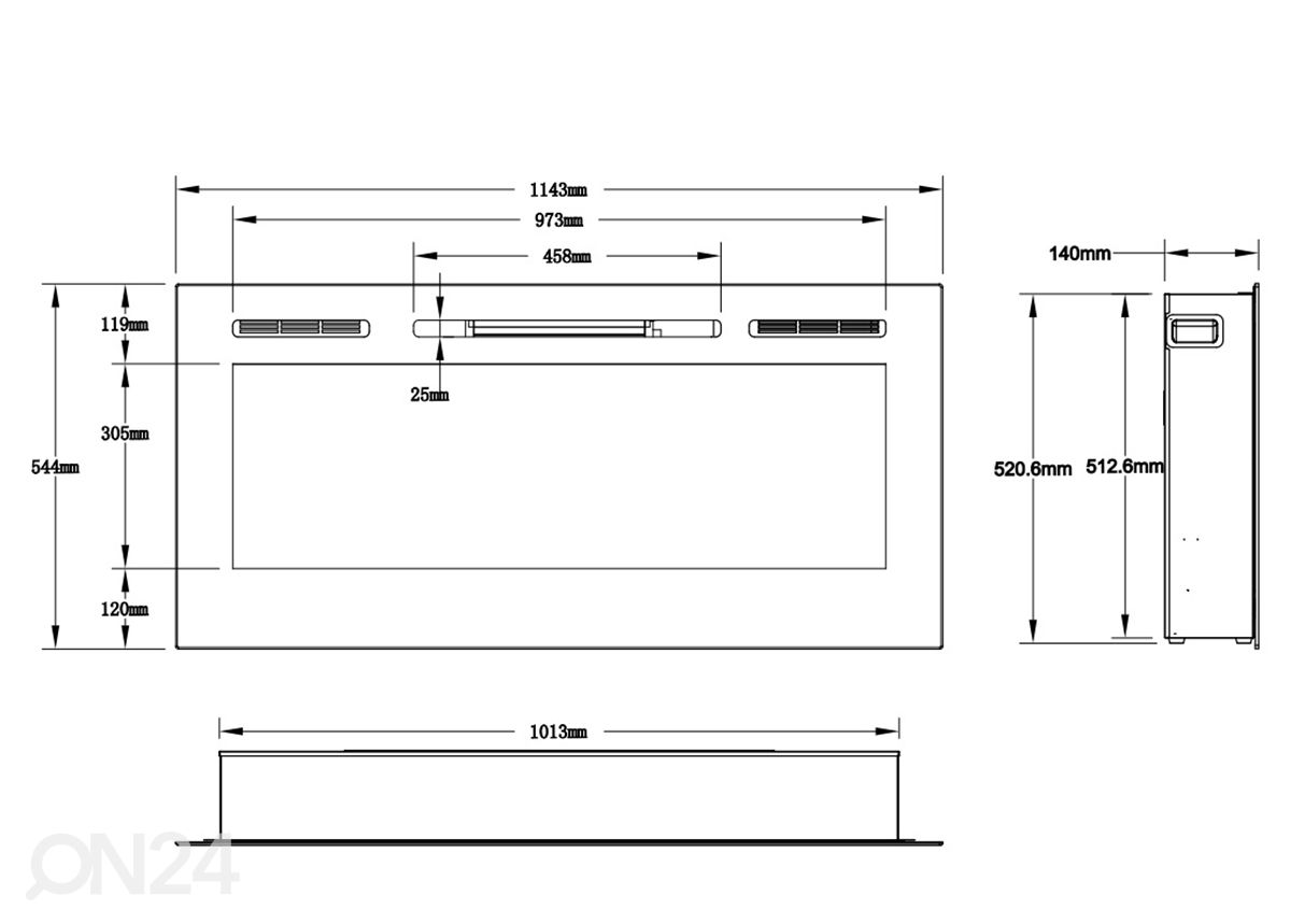 Elektrikamin Aflamo Majestic 45 suurendatud mõõdud