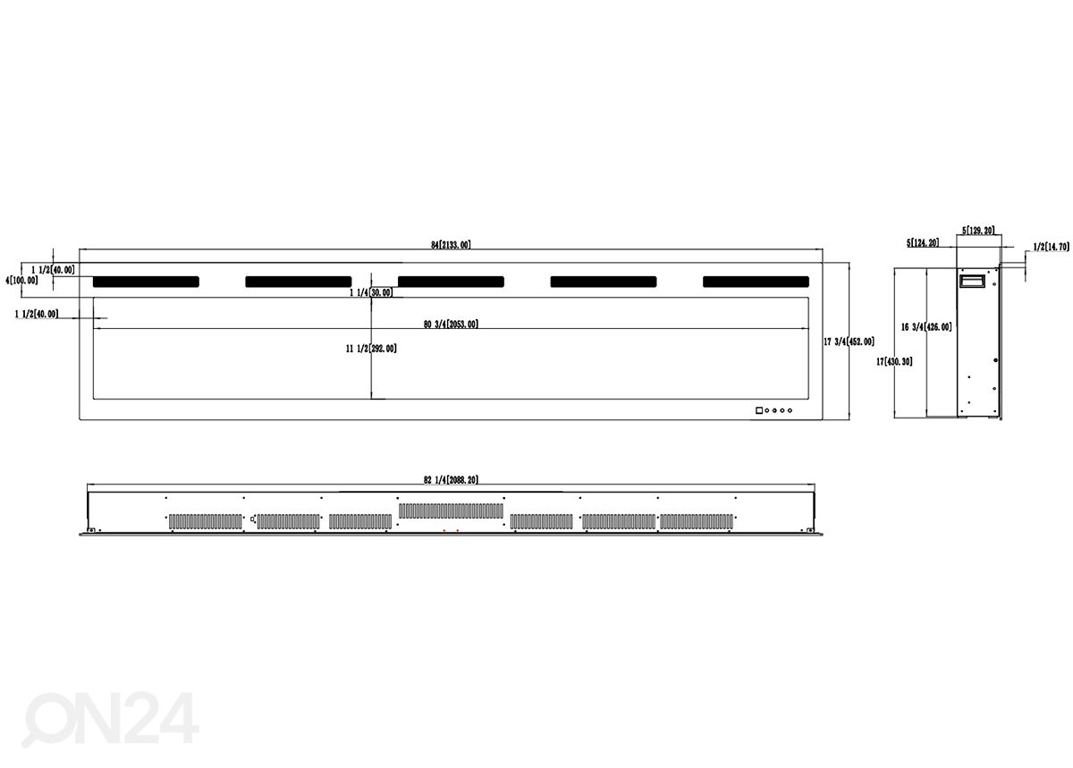 Elektrikamin Aflamo Majestic PRO 213 suurendatud mõõdud