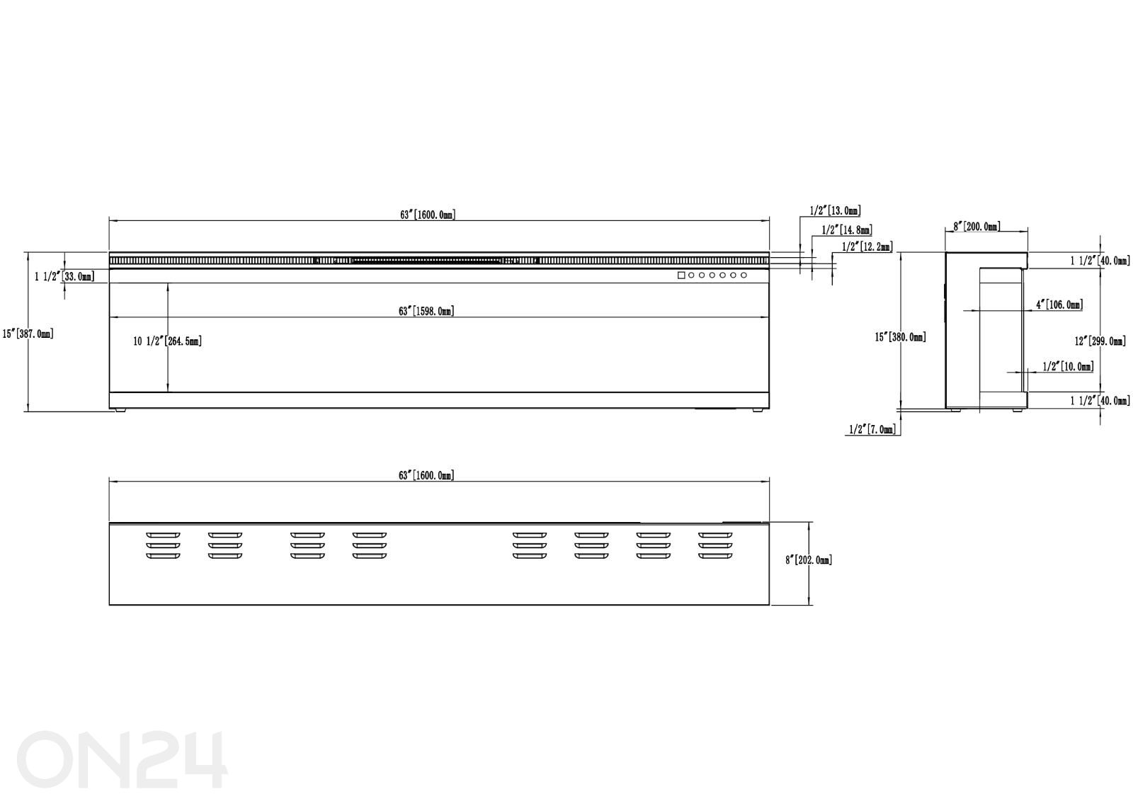 Elektrikamin Aflamo Unique PRO 160 suurendatud mõõdud