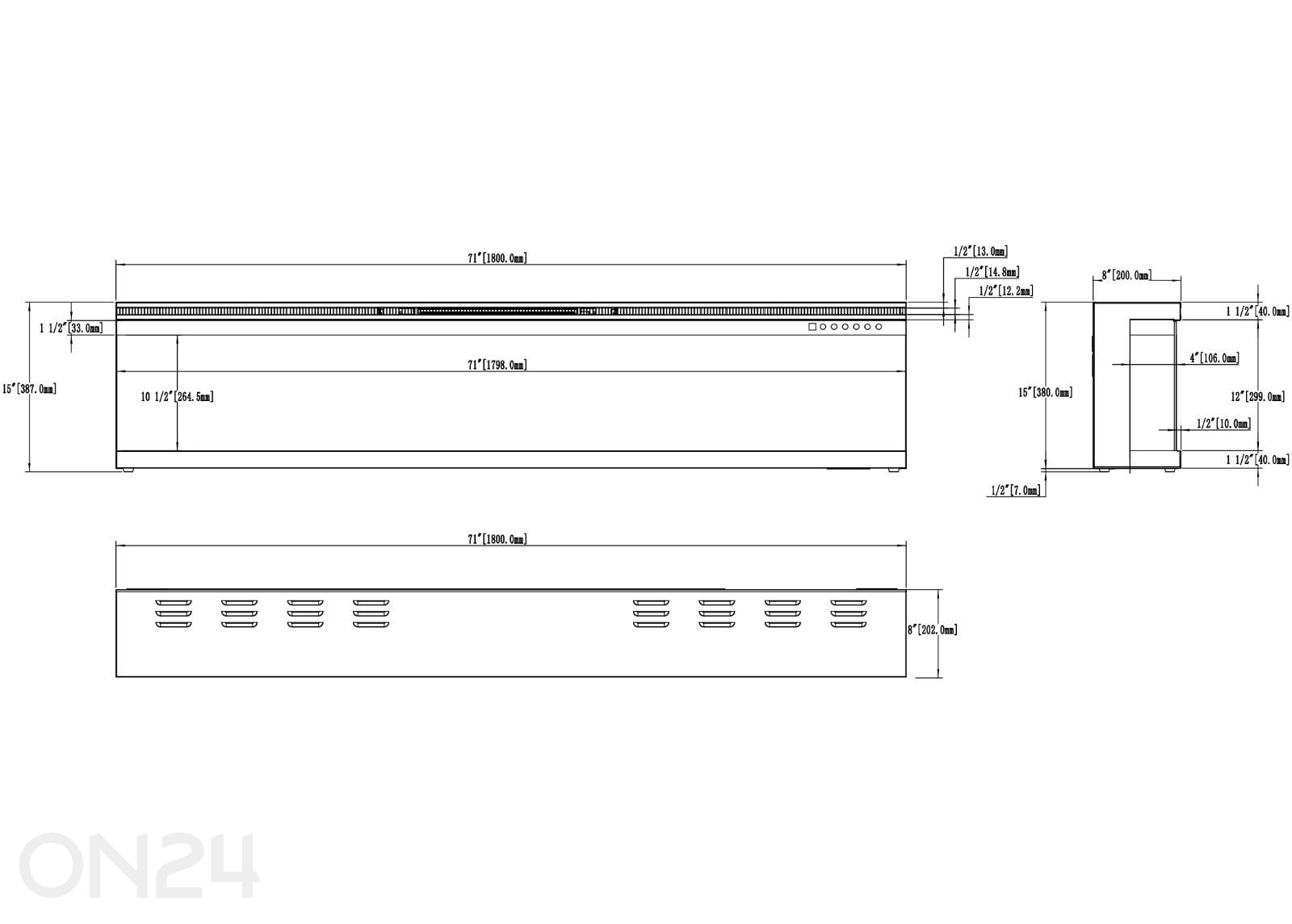Elektrikamin Aflamo Unique PRO 180 suurendatud mõõdud