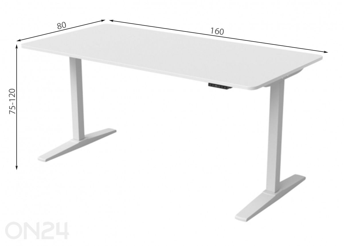 Elektriliselt reguleeritav kirjutuslaud Kento 80x160 cm suurendatud mõõdud