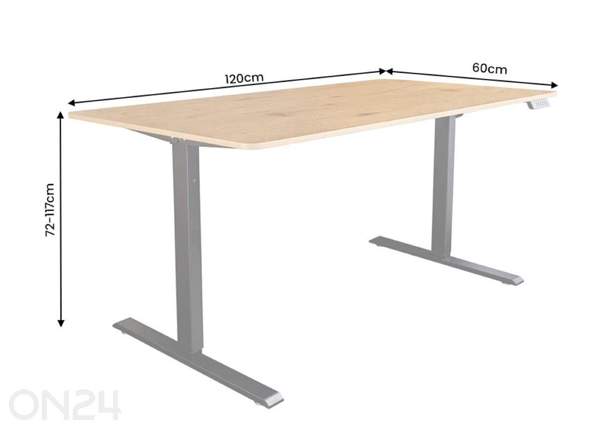 Elektriliselt reguleeritav kirjutuslaud Oak 120 cm suurendatud mõõdud