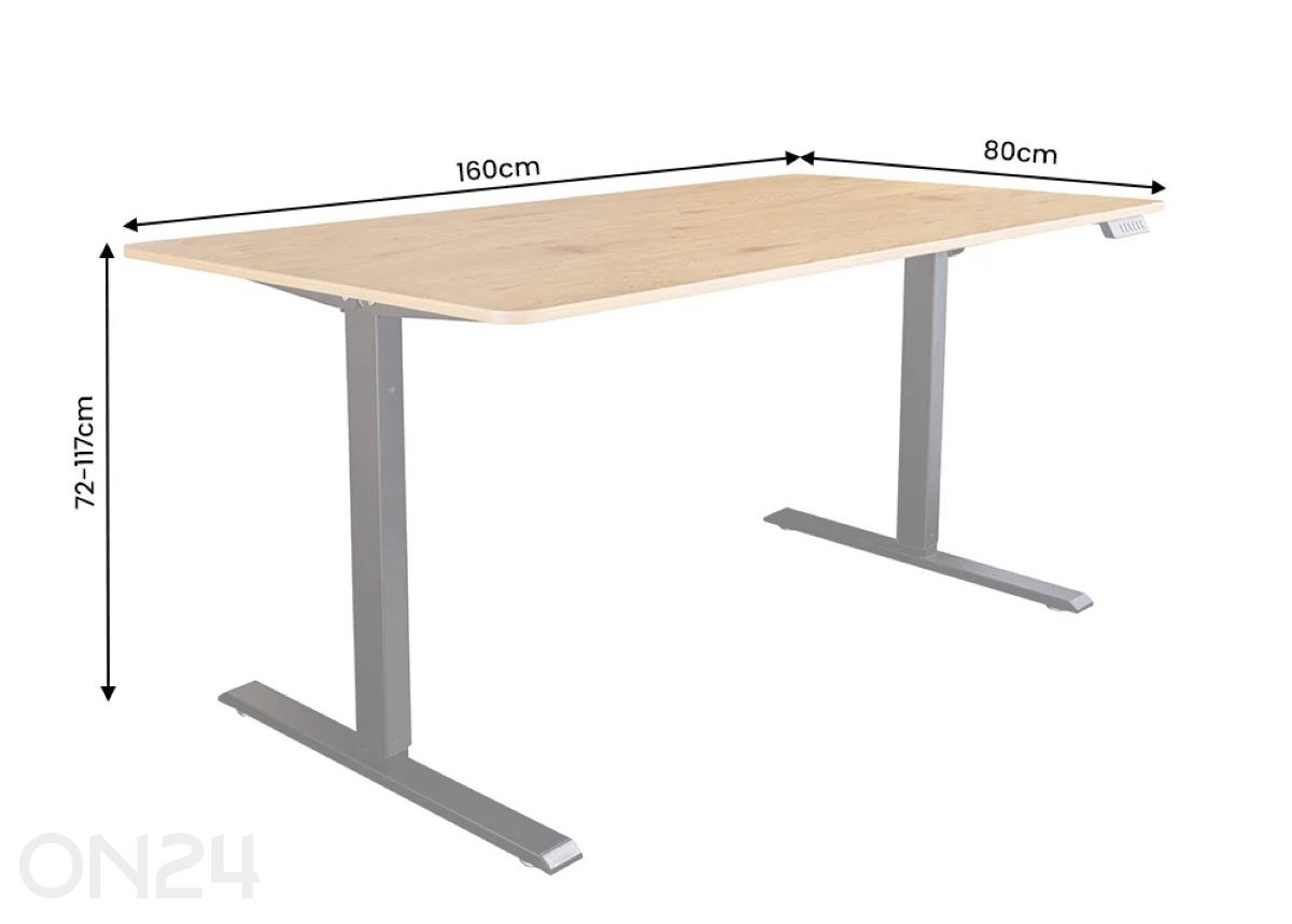 Elektriliselt reguleeritav kirjutuslaud Oak 160 cm suurendatud mõõdud
