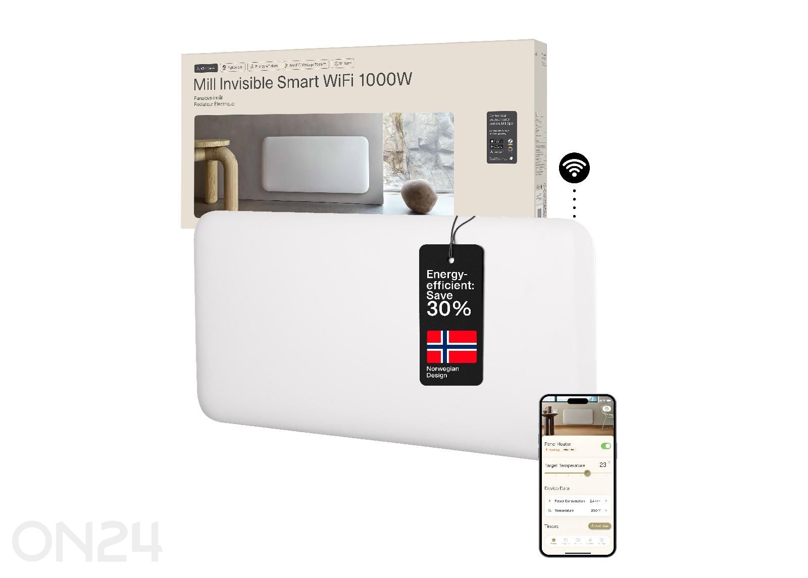 Elektriradiaator Mill Invisible Smart WiFi Gen.4 PA1000WIFI4 suurendatud