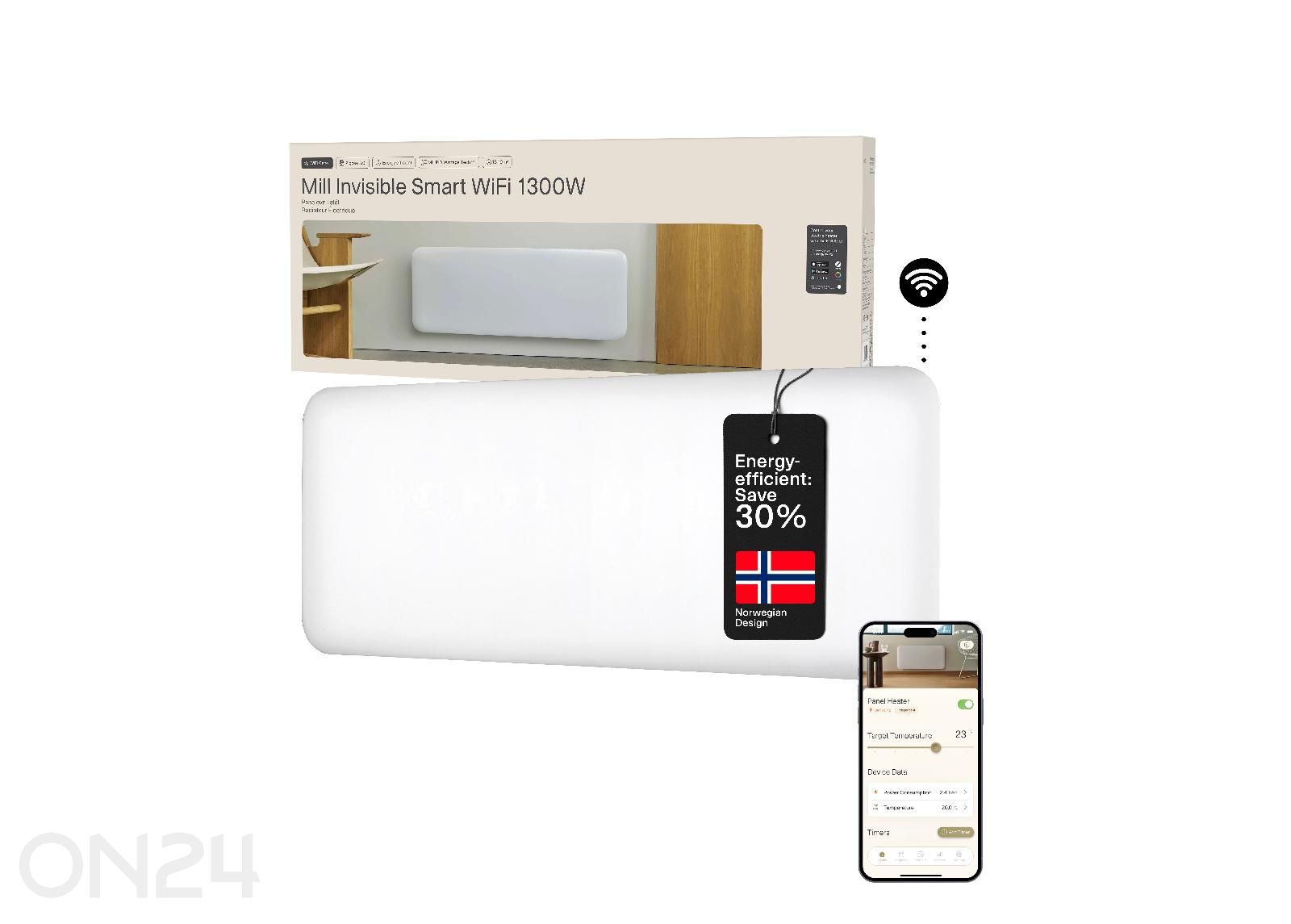 Elektriradiaator Mill Invisible Smart WiFi Gen.4 PA1300WIFI4 suurendatud