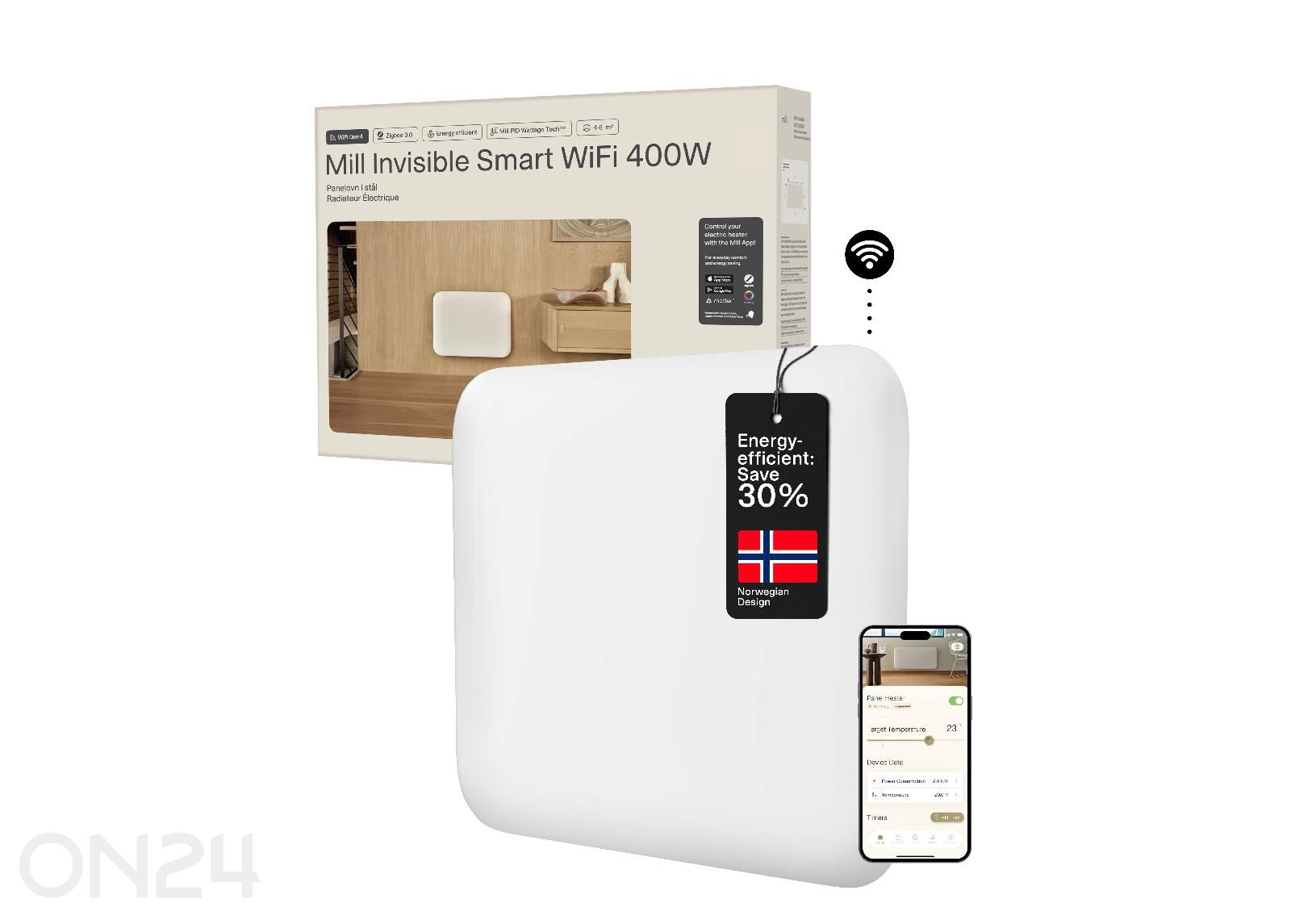 Elektriradiaator Mill Invisible Smart WiFi Gen.4 PA400WIFI4 suurendatud
