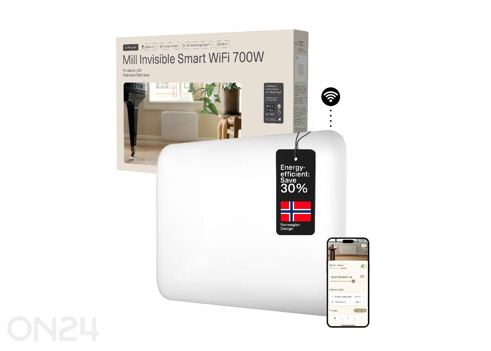 Elektriradiaator Mill Invisible Smart WiFi Gen.4 PA700WIFI4 suurendatud