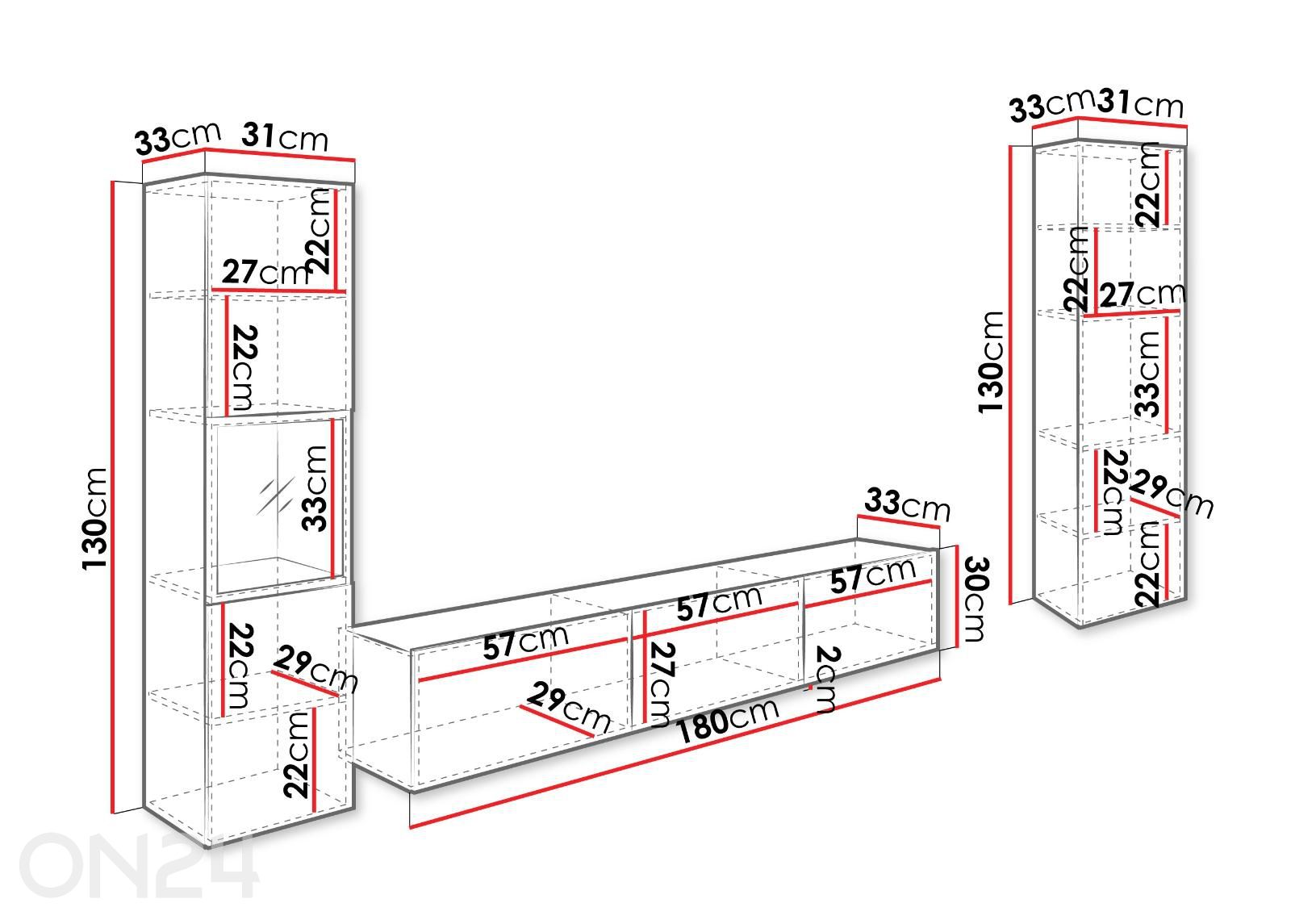 Elutoamööbel Berlin III + LED suurendatud mõõdud