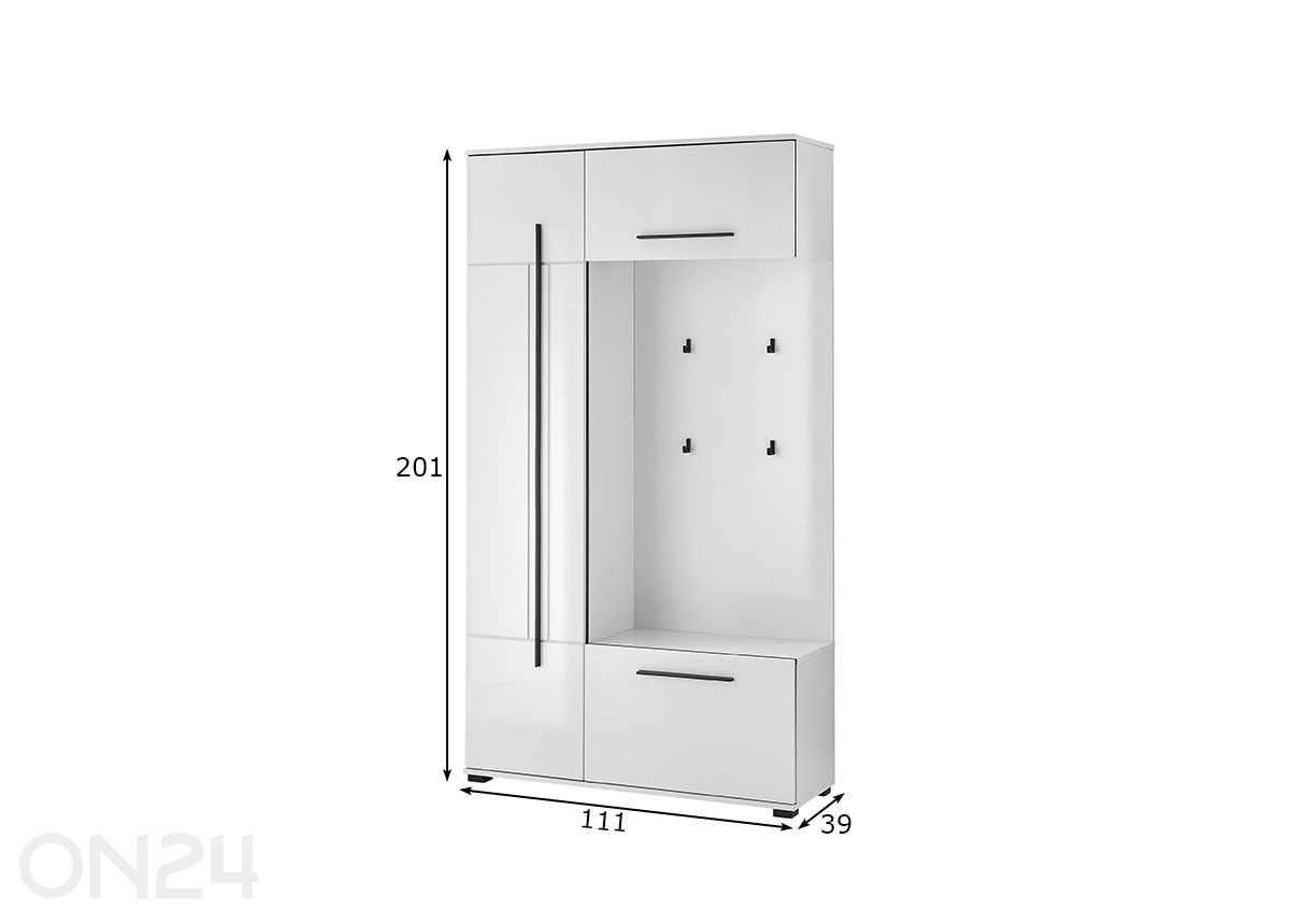 Esikukapp Cantara 111 cm suurendatud mõõdud