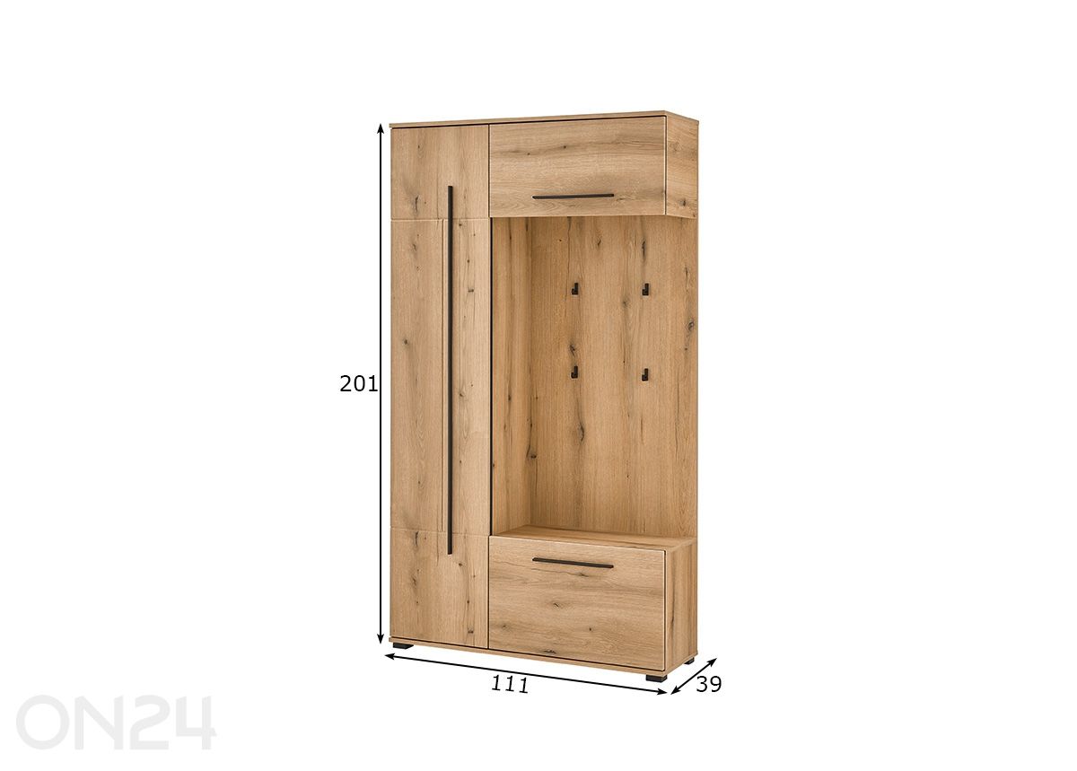 Esikukapp Cantara 111 cm suurendatud mõõdud