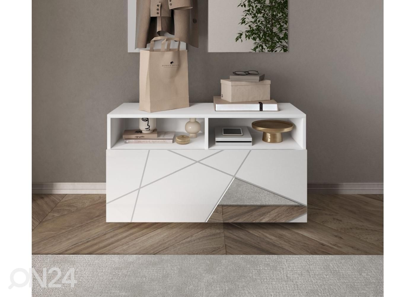 Esikukapp Vittoria 91 cm, valge läige/peeglid suurendatud