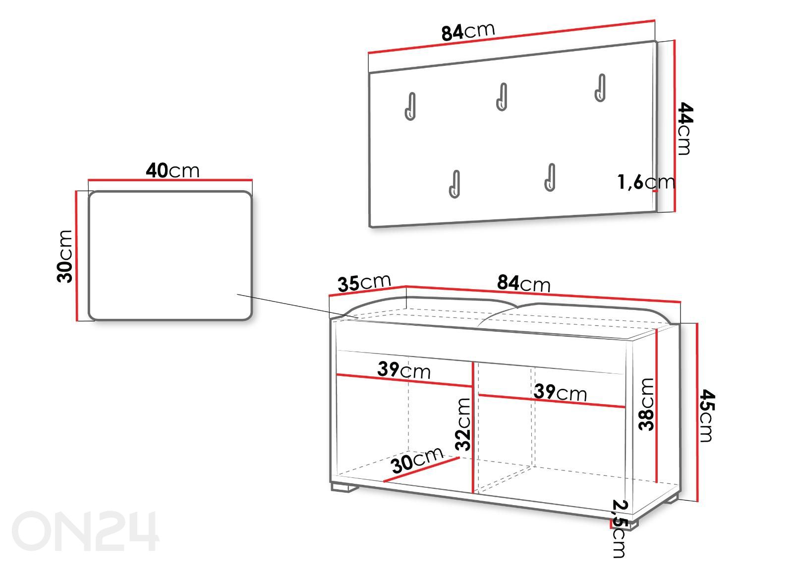 Esikukomplekt Gesita suurendatud mõõdud