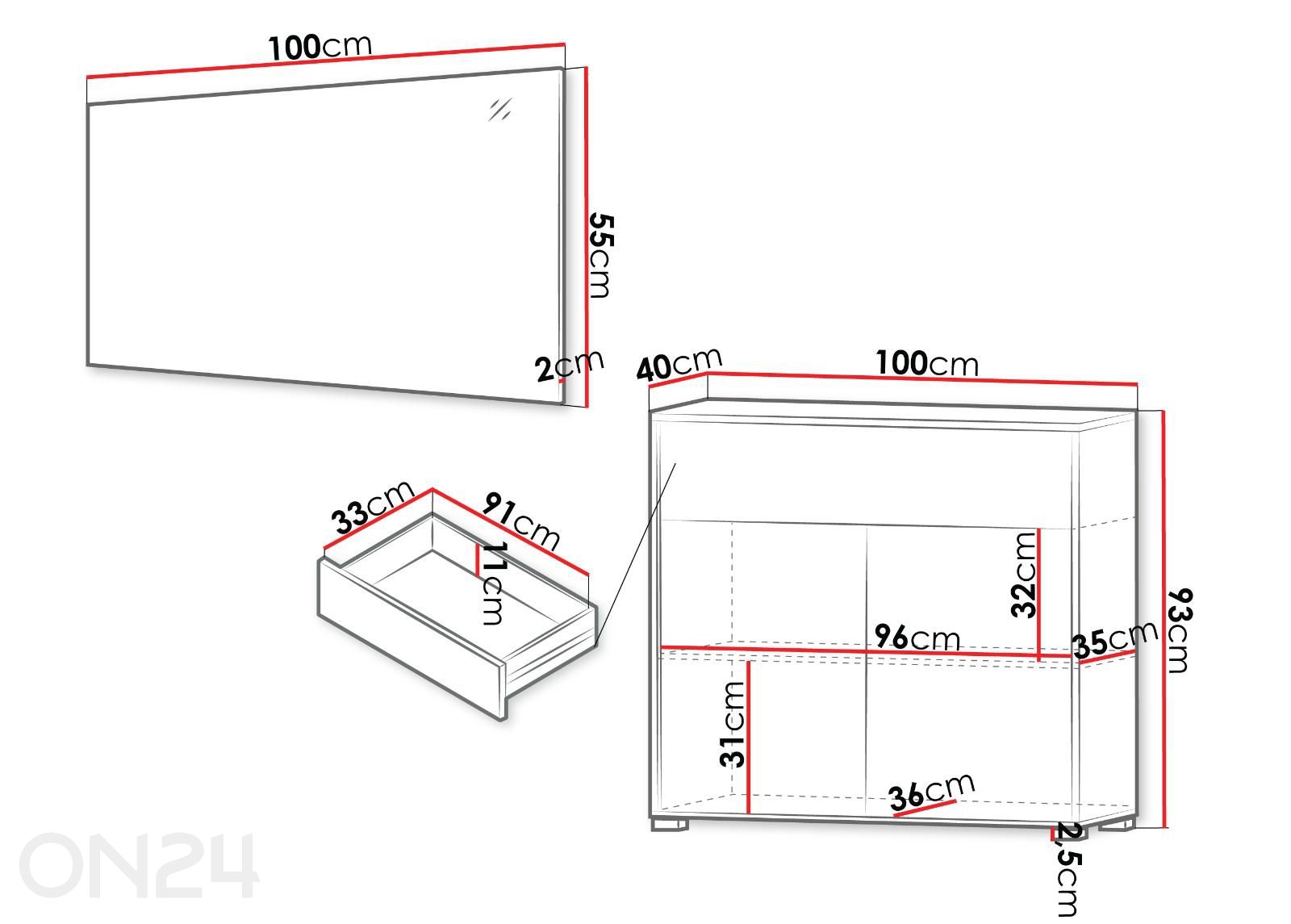 Esikukomplekt Gesita suurendatud mõõdud