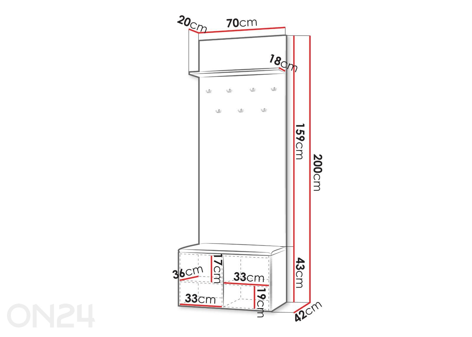 Esikukomplekt Kerkin suurendatud mõõdud