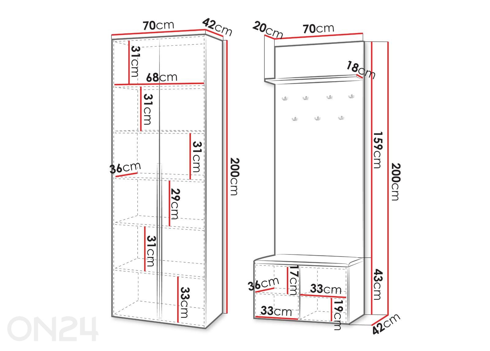 Esikukomplekt Kerkin I suurendatud mõõdud