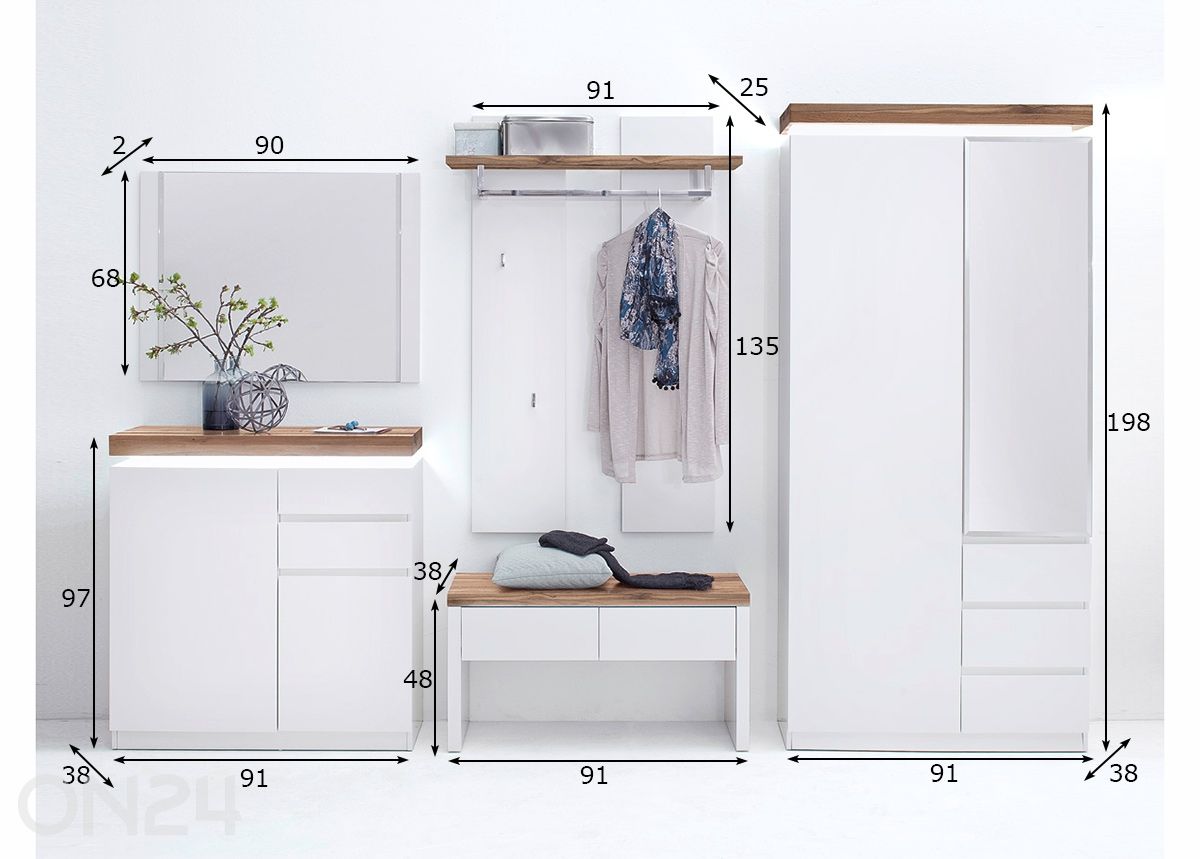 Esikukomplekt Romina suurendatud mõõdud