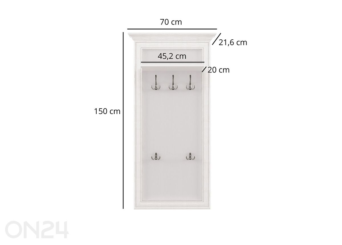 Esikunagi Tiffany II suurendatud mõõdud